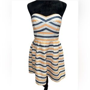 Hutch Strapless Dress with Yellow, Blue, and White Stripes- size 10